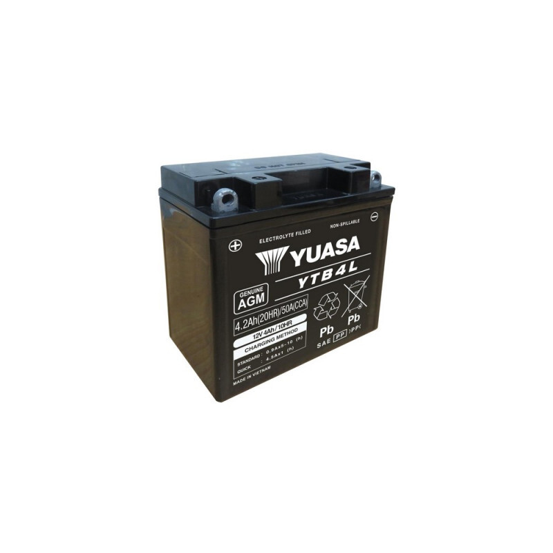 Batterie moto YUASA YTB4L AGM 12V 4.2Ah sans entretien pour deux-roues