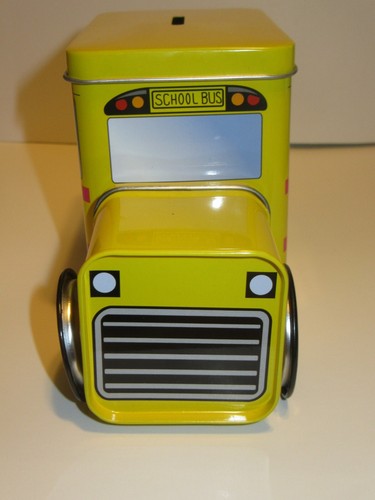 Yellow School Bus Box Tops Education Coin Bank Metal Tin General Mills 2012 - Picture 5 of 7