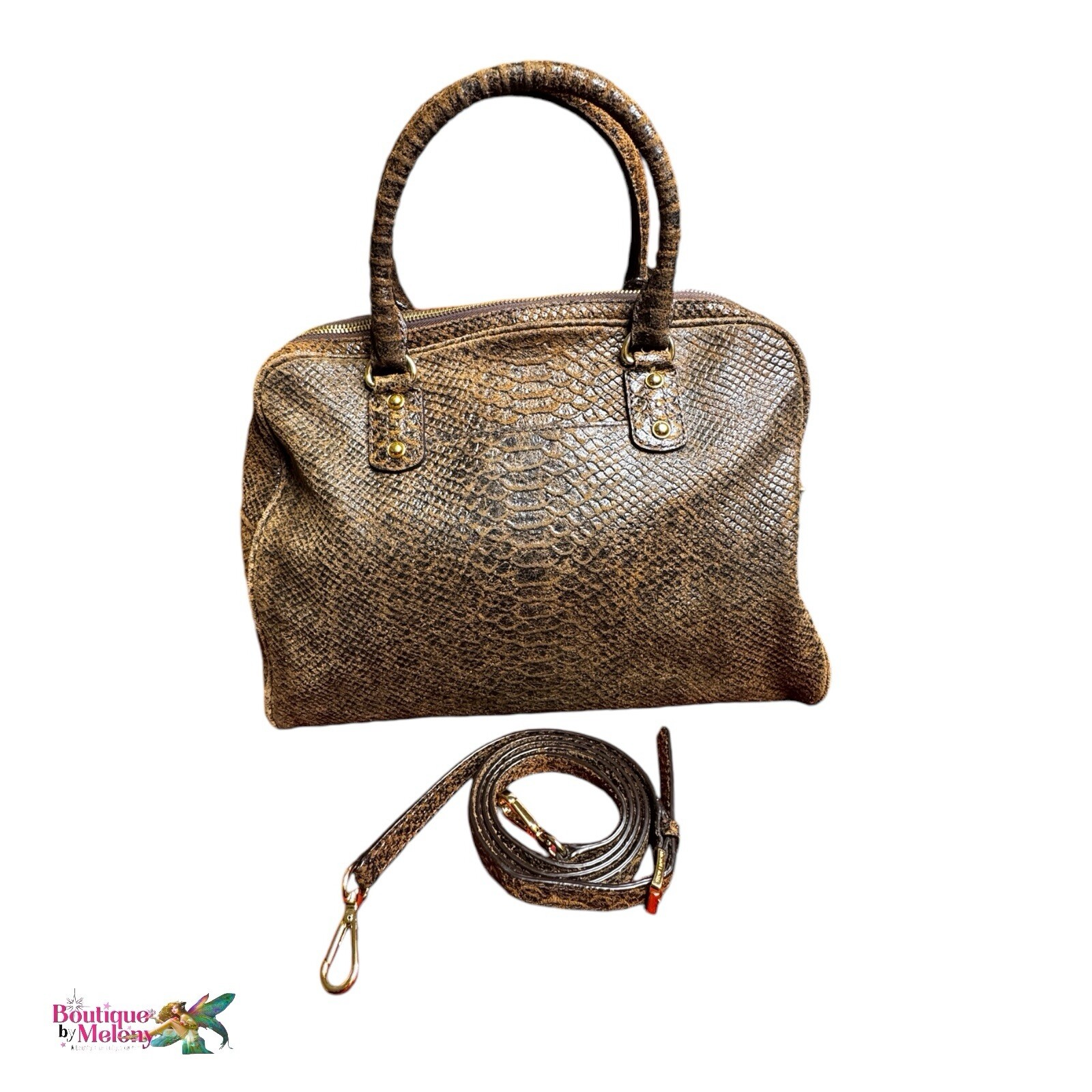 Michael Kors Mocha Python Handbag Crossbody Leath… - image 9