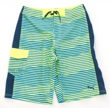 Puma Blue  Acid Yellow Stripe Boardshorts Swim Trunks Youth Boy's NWT