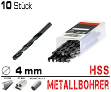 10 Stück Ø 4 mm HSS Metallbohrer Spiralbohrer Eisenbohrer  Stahlbohrer