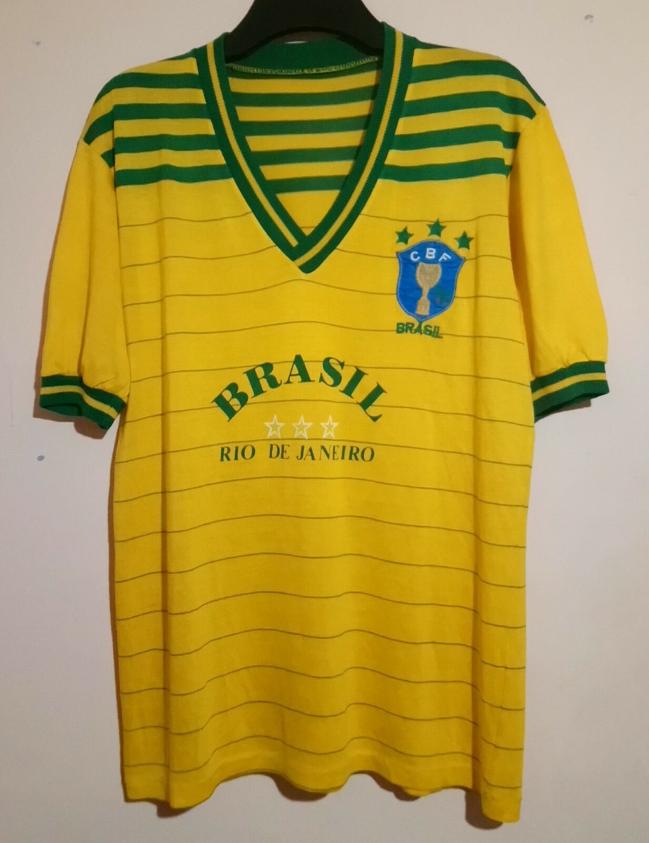 RARE 1984 BRAZIL HOME FANS FOOTBALL SHIRT YELLOW GREEN CBF RIO DE JANEIRO  XL 46