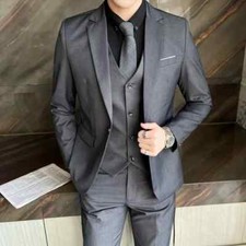Men's Office Business Suit3 Piece Set Groom Wedding Dress Waistcoat Trousers
