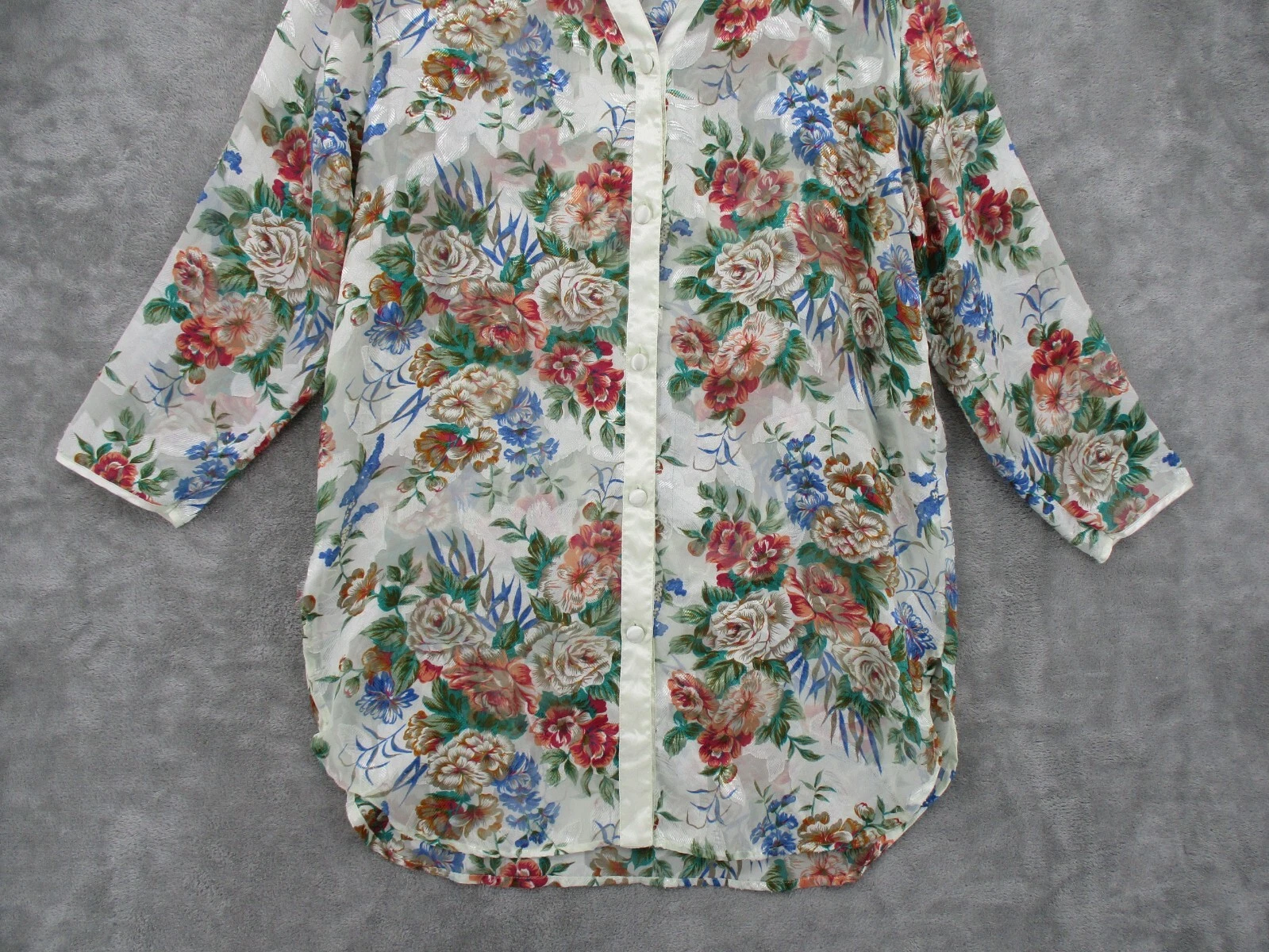 UNDERCOVER Abito da notte vintage Victorias Secret piccolo piccolo trasparente floreale etichetta oro cottage