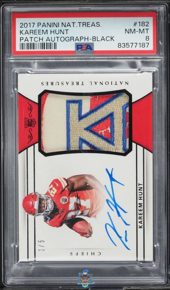 2017 Kareem Hunt PSA 8 National Treasures Patch Auto Black #182 1/5