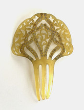 Antique Victorian Hair Comb Red Stones