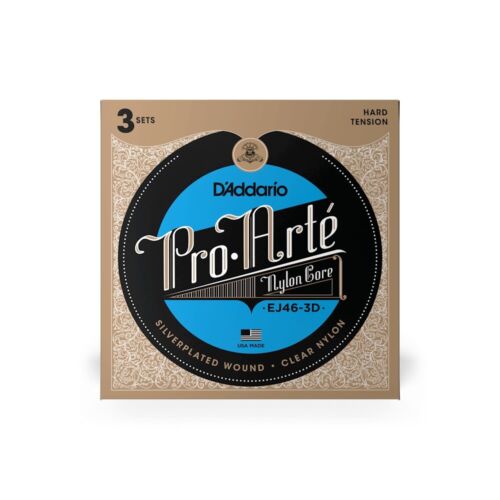 3 Pack, D'Addario Pro-Arte’ EJ46-3D Hard Tension Nylon Classical Guitar Strings - Picture 2 of 4