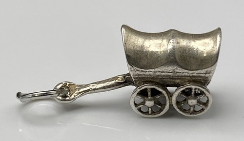 Vintage Sterling Silver Pioneer Prairie Schooner COVERED WAGON Pendant Charm
