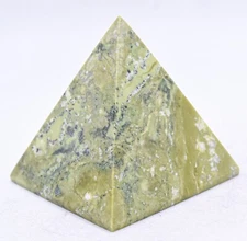 60mm 195g Yellow Serpentine w/ Inclusions Pyramid Polished Natural Mineral Peru