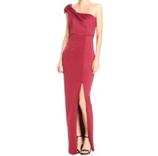 BARIANO SZ S One Shoulder Formal Evening Gown Dress LIPSTICK PINK $298 MSRP NWT