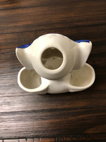 Vintage White w/Blue Accent Porcelain Dutch Girl Rubens Originals Double Planter - Picture 3 of 5