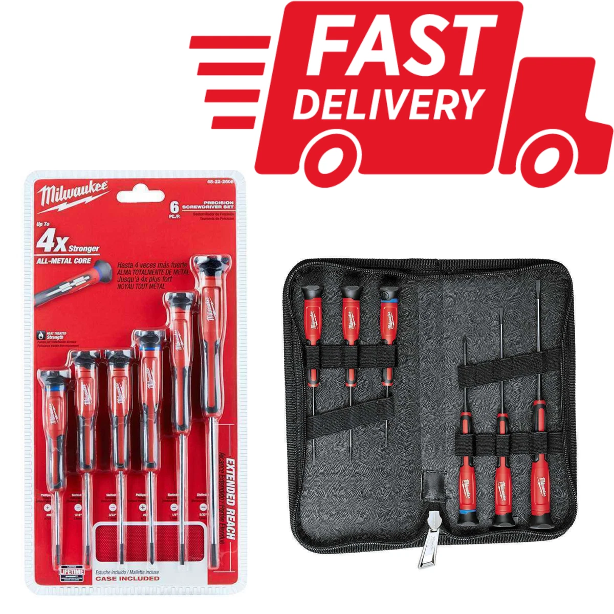 Milwaukee 48 22 2606 6 Piece Precision Screwdriver Set Zipper Case