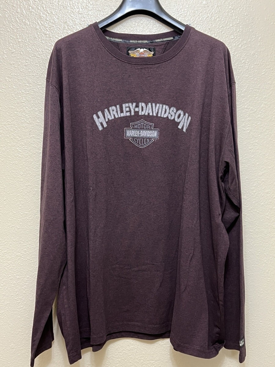 Harley Davidson Men's Long Sleeves Shirt 3XL (222L) Burgundy Color