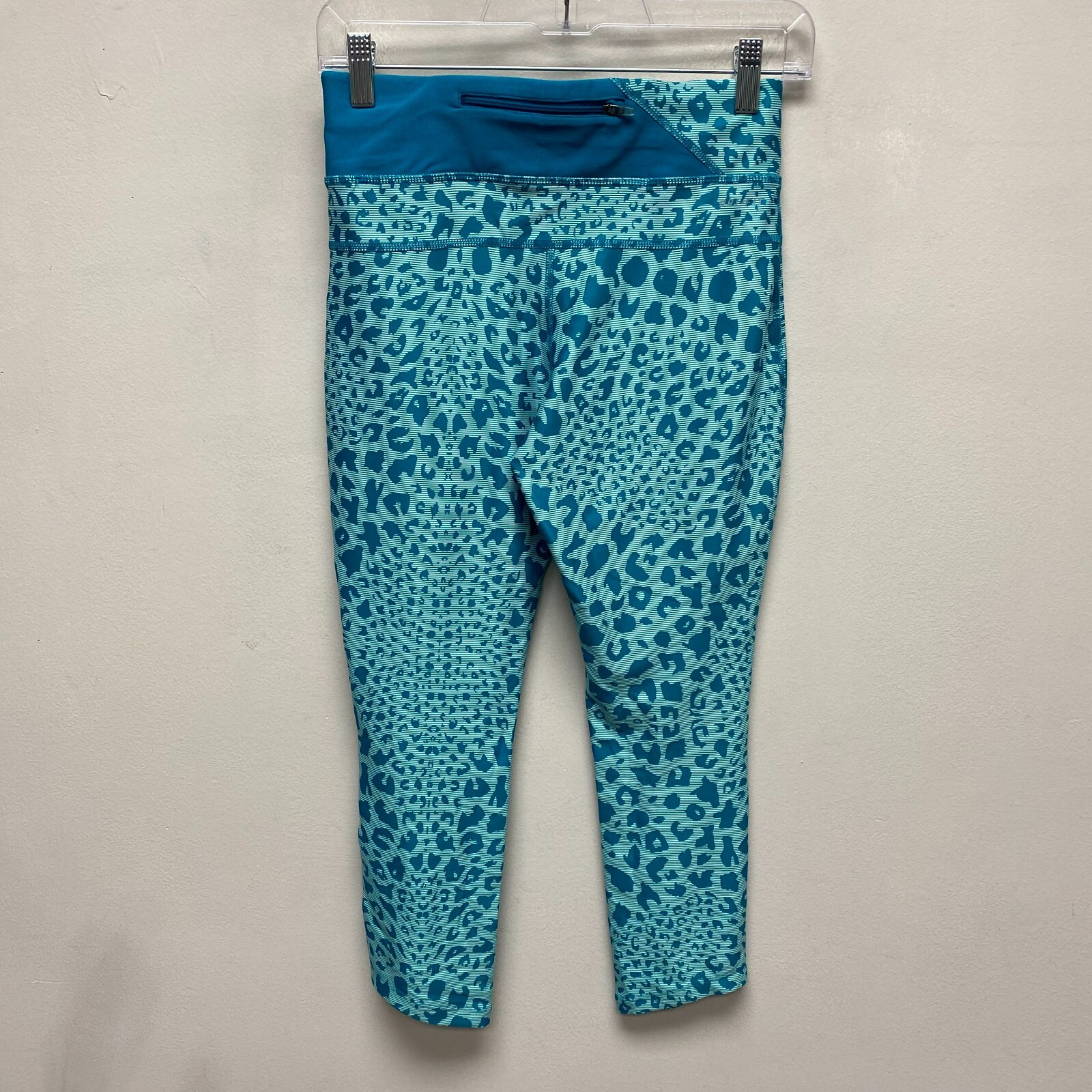 Nike Dri Fit Blue Animal Print Embroidered Swoosh Running Crop Leggings XS $60 thumbnail 2