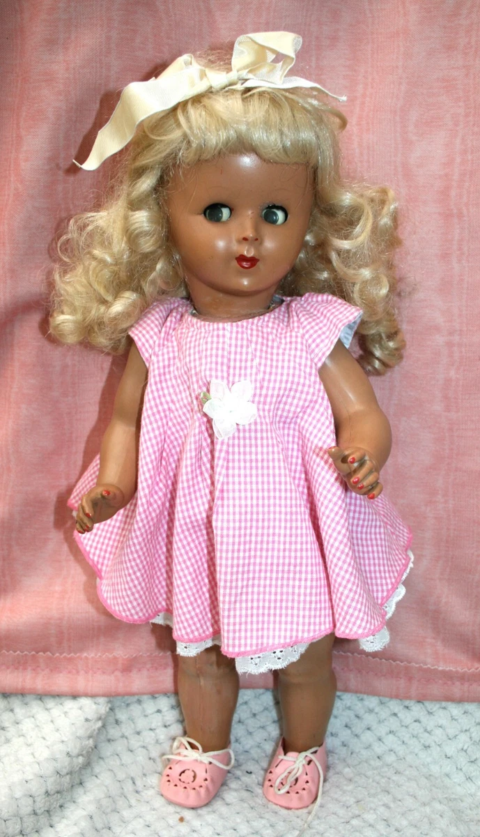 Vintage poupée noire rigide habillée robe corolle RATTI Made in ITALY 38cm