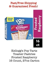 Pop Tarts Toaster Pastries Frosted Raspberry 16 Count, 27oz Carton