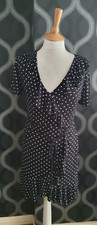 BNWT BOOHOO Black & White Polka Dot Summer Dress Size 14