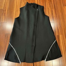 Jason Black Vest Sleeveless Asymmetric Zipper Scuba Streetwear Modern Goth Sz M