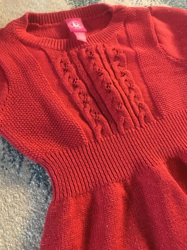 Girls Small 5/6 Sweater Dress Red Shimmery J. Khaki - Picture 4 of 7