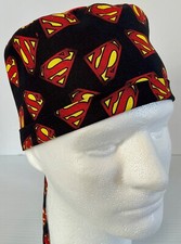 Superman Lined Medical Skull Scrub Cap Surgery, Veterinarian, Chef Chemo Hat