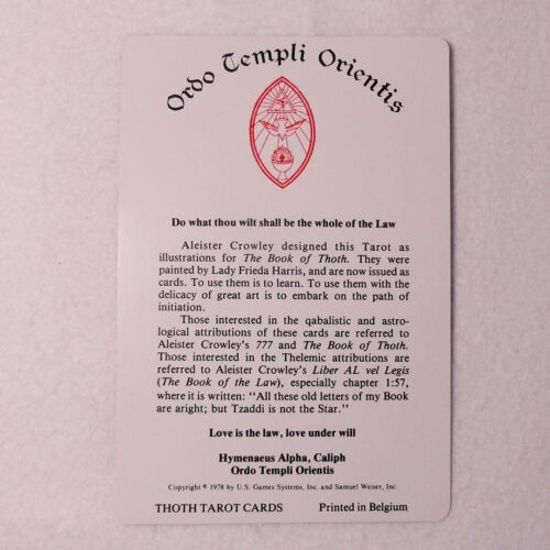 Aleister Crowley Thoth Tarot Deck, AC78, 78 große Karten + Anleitung (1983) - Bild 8 von 10