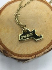 Massachusetts State Gold Tone Necklace Dainty Womens Necklace
