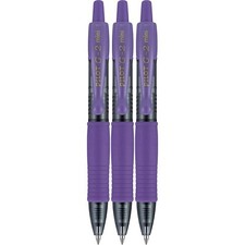 Pilot G2 Mini Retractable Gel Ball Point Pen .7mm Fine Purple 3/Pk Office School