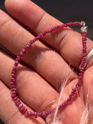 Brazalete de 7" con cuentas de diamantes en bruto rosa natural 9,0 TCW broche de plata .925 - Imagen 5 de 8