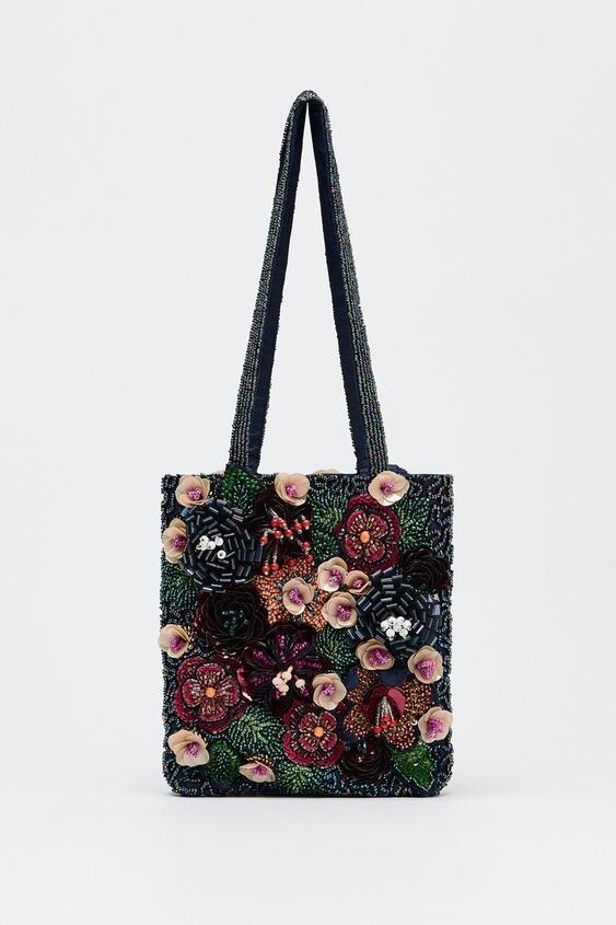 【ZARA】ビーズ ミニトートバッグ 6652/410/203 Zara Beaded Mini Tote Bag Multicolor 6652/410/203 Shoulder