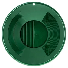 ASR Outdoor 10 inch Gold Pan with Triple Riffles for Gold Prospecting, Green
