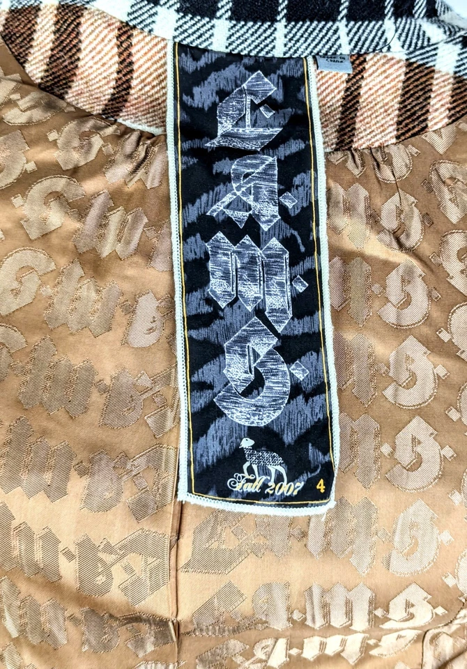 Blazer/chaqueta L.A.M.B otoño 2007 para mujer 100 % lana beige negro a cuadros talla 4 Foto 4 de 4