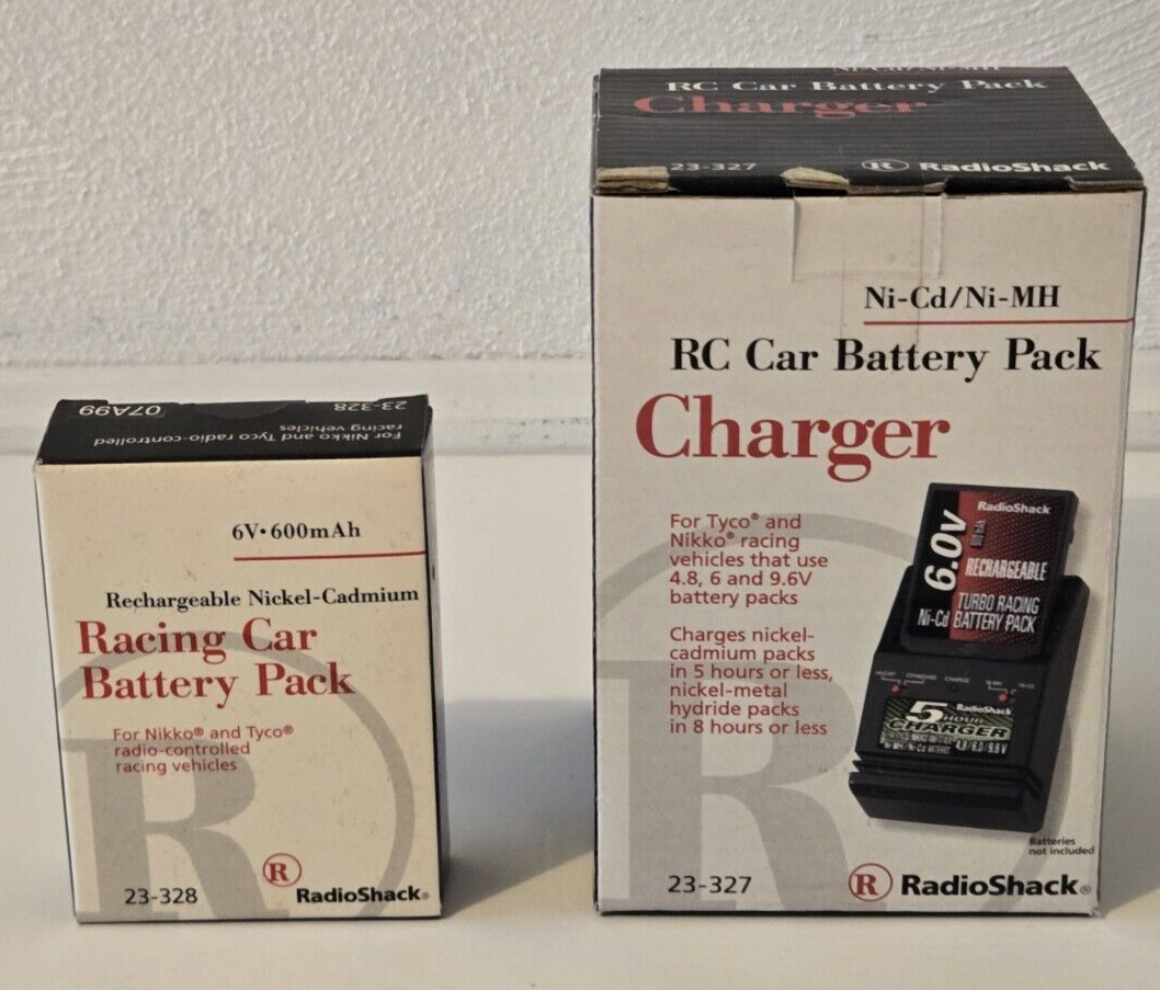 RC 6.0V Rechargeable NiCd Racing Battery Pack & Charger Radio Shack Tyco Nikko