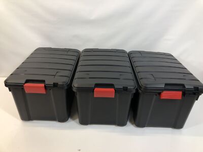 Iris Ohyama große Kunststoffbox 60L, stapelbar, Garagen-Set, schwarz