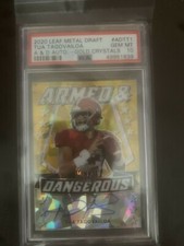 Tua Tagovailoa RC Auto 1/1 2020 Leaf Metal Draft Armed & Dangerous Gold Crystal 