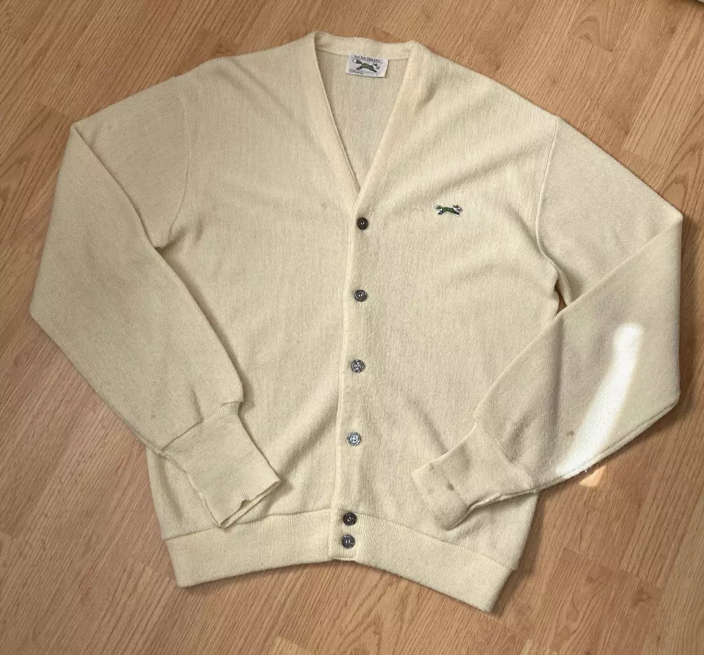 Vintage JC Penney The Fox Sweater Cardigan 70s 80s Men's Large Ivory Pale  Yellow