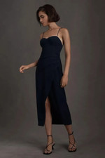 $198 BHLDN Emanuelle Georgette Chiffon Dress in Navy 8 NEW B998