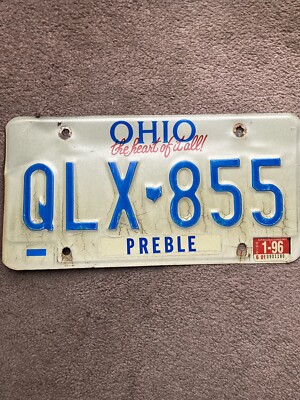 1996 Ohio License Plate - QLX 855 - Nice | eBay