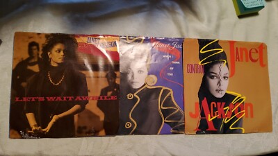 Lot Of 3 Janet Jackson  45 Rpm Records  Lets Wait Awhile, Control,