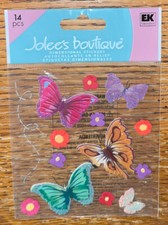 RARE Jolees Colorful Butterflies Pink Purple Glittery Flower Butterfly Stickers