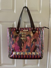 Nicole Lee Girls Friends Night Out Multi Color Vegan Leather Large Tote Bag .