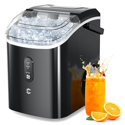 33lbs/24H Nugget Ice Maker Countertop Pebble Ice Maker Self-Cleaning w/ Ice Bags