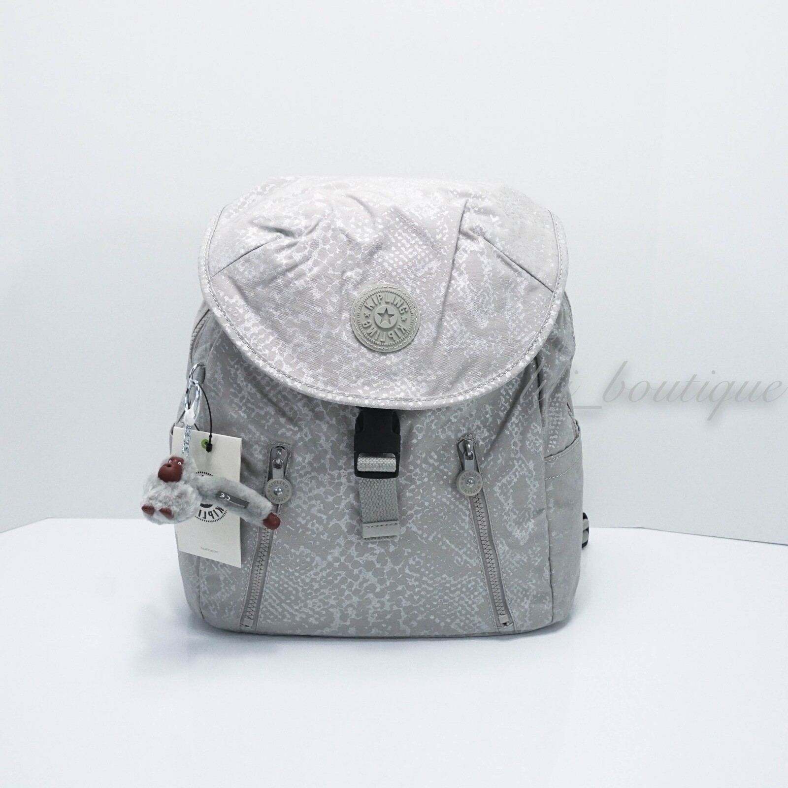 NWT Kipling BP4265 Zakaria Travel Backpack Polyamide Glitterati Glam Silver Grey eBay