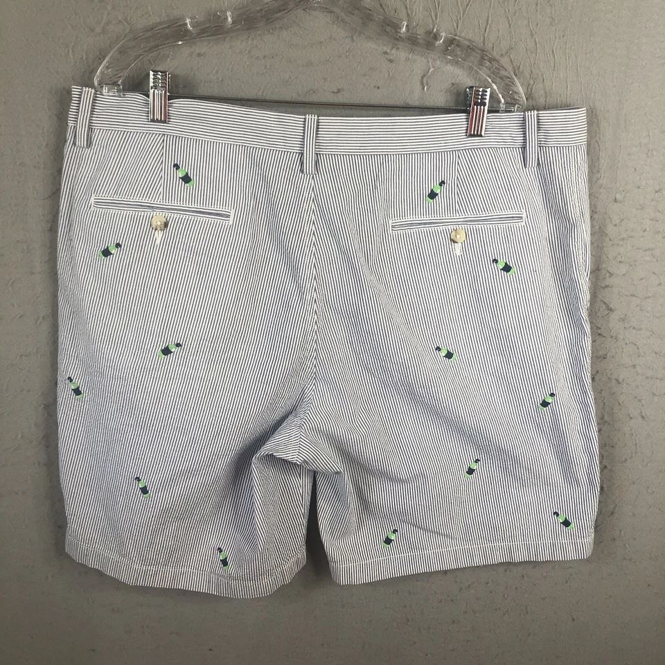 Southern Tide Shorts Mens 40 Blue White Striped Seersucker Beer Bottles Golf - Image 3 of 4