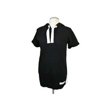 Calvin Klein Black with White Stripes Stretch Hoodie Dress Size M New with Tags