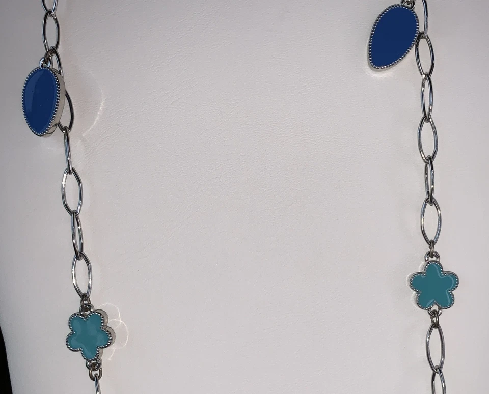 Dijes colgantes de plata y tréboles de 4 hojas esmalte de doble cara-azul verde turquesa Foto 3 de 4