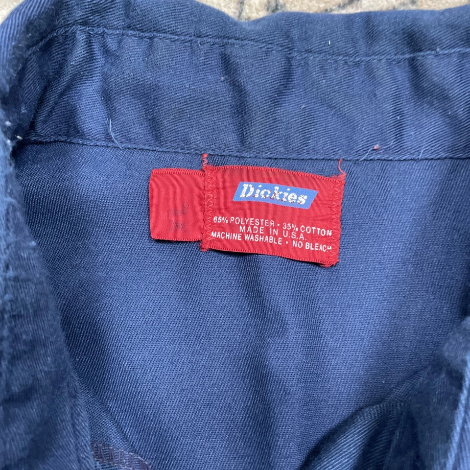 Camisa a Presión Dickies Perla Años 70 De Colección Para Hombres XL Azul Marino Ropa de Trabajo Mecánico Occidental Foto 3 de 3