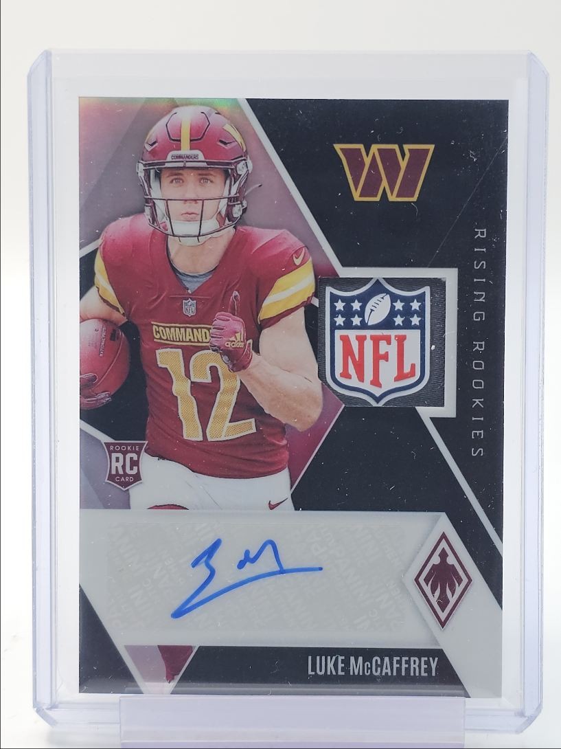 Luke McCaffrey Panini Phoenix Rising Rookie Autographs Jersey #RRAJLMC Laundry Tag NFL Shield 1/1