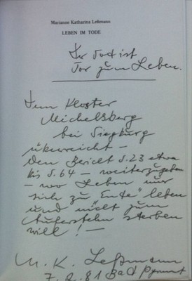 Leben im Tode (SIGNIERTES EXEMPLAR) Leßmann, Marianne Katharina: