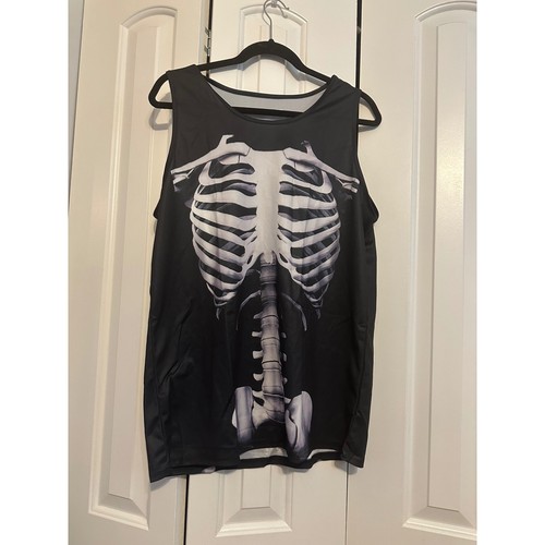 Skeleton Rib Cage Tank Top Halloween Costume Sleeveless Festival Rave Party - Picture 2 of 5