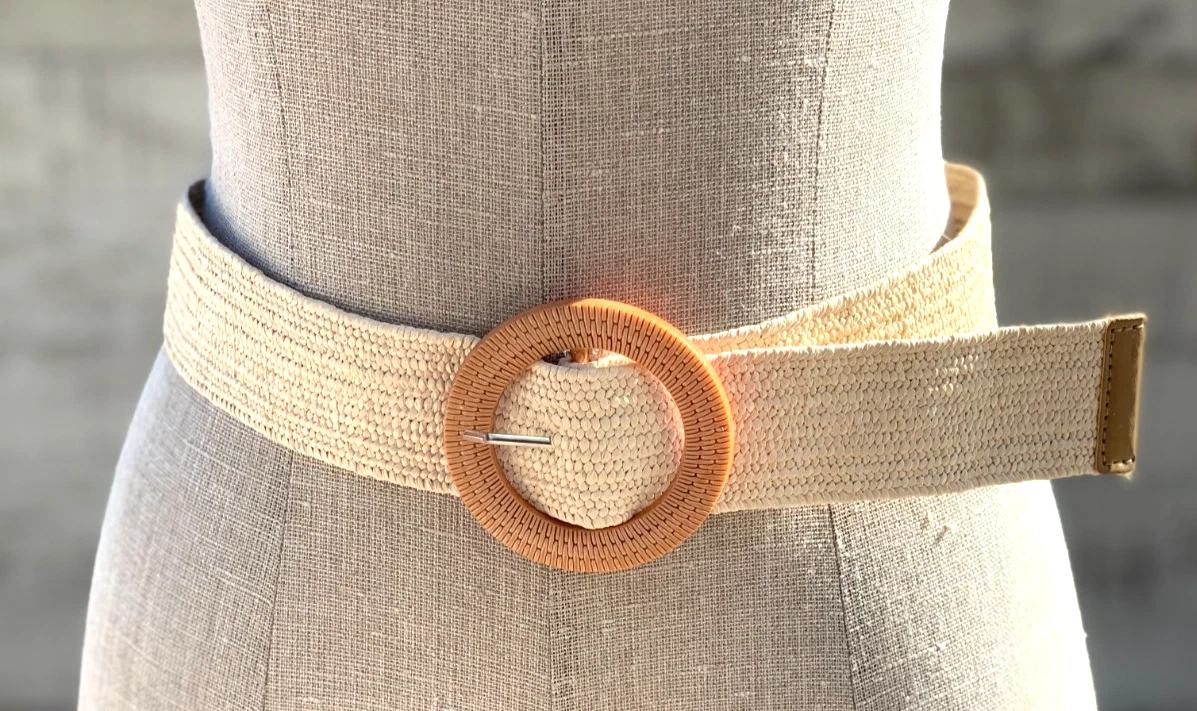 Brown Web Canvas Belt Womens M Striped Elastic Italian Reversible FRANCK MICHEL Franck Michel Men main image 4